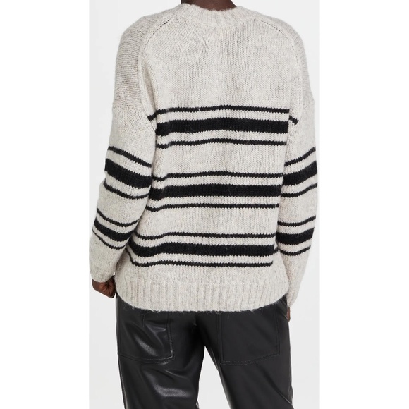 Ba&sh Bosco Striped Wool & Mohair Blend Sweater Pullover Grey Beige Black Small - Picture 2 of 13